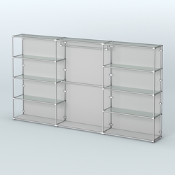 Торговая система ХРОМ (задняя стенка - ДСП) 3600 мм с прозрачными полками и поручнями №1, Серый