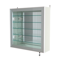 Витрина настенная №1-6А с пятью полками и зеркальной стенкой серии Collecto, Белый