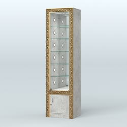 Витрина с декором и стеклянными полками №ВБА-504С, Метрополитан Грей