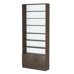 Стеллаж из ДСП с 6-ю полками 250x900 мм серии LEVEL-6 №11-1 (З/C - СТЕКЛО), Дуб Венге