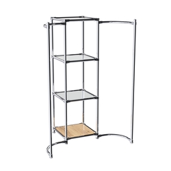 Хромированное вешало ВОЛНА №2-4 с зеркальными полками 4мм, Дуб Золотистый