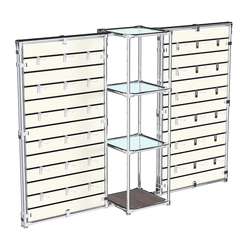 Хромированное вешало ЩИТ №2-1 с полками стекло 6мм, Ясень Анкор темный