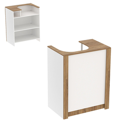 Прилавок из ДСП Модерн №1 под кассу отдельностоящий, Белый + Дуб Канзас коричневый