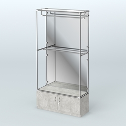 Торговая система ХРОМ (задняя стенка - зеркало) 1200 мм №1-4 с тумбой Т-21 и поручнями, Метрополитан Грей