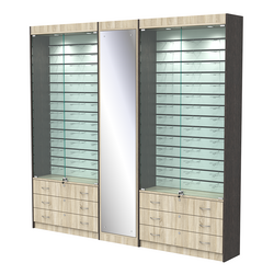 Комплект витрин под очки №10+1+10 (закрытый доступ), Дуб Сонома + Дуб Венге