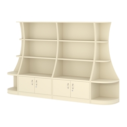 Пристенный низкий стеллаж ГАРАНТ №2, Крем Вайс