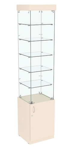 Высокая витрина ИСТРА №802 (задняя стенка - стекло), Крем Вайс