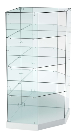 Витрина Хит продаж №18 (угловая пятигранная, открытая, З/C - зеркало), Серый