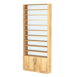 Стеллаж из ДСП с 9-ю полками 250x900 мм серии LEVEL-9 №11-1 (З/C - СТЕКЛО), Дуб Золотистый