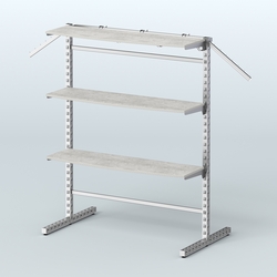 Система ЭЛЕГАНТ островная четырёх-сторонняя с полками ДСП №15г, Метрополитан Грей