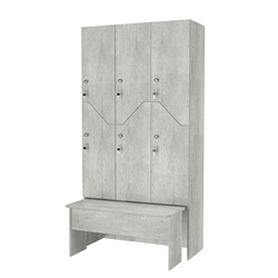 Шкаф для раздевалок с задвижной скамейкой КОМБО-Элегия №3-2А, Метрополитан Грей