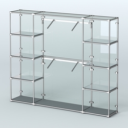 Торговая система ХРОМ (задняя стенка - стекло) 3600 мм с зеркальными полками и поручнями №7, Темно-Серый