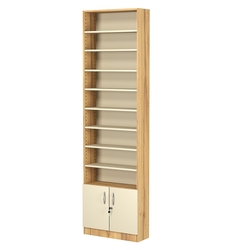 Стеллаж из ДСП с 8-ю полками 200x600 мм серии LEVEL-8 №3 (З/C - ДВП), Дуб Золотистый и Крем Вайс