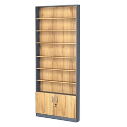 Стеллаж из ДСП с 6-ю полками 100x900 мм серии LEVEL-6 №8 (З/C - ДВП), Темно-серый и Дуб Золотистый