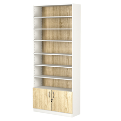 Стеллаж из ДСП с 6-ю полками 300x900 мм серии LEVEL-6 №12 (З/C - ДВП), Белый + Дуб Сонома