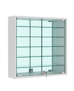 Витрина настенная №1-6А с пятью полками и зеркальной стенкой, Серый