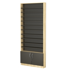 Стеллаж из ДСП с 10-ю полками 150x900 мм серии LEVEL-10 №9 (З/C - ДВП), Дуб Сонома + Черный