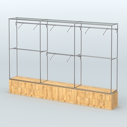 Торговая система ХРОМ без ДСП 3600 мм №6 с тумбами Т-11, Т-14 и поручнями, Дуб Золотистый