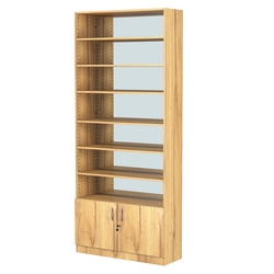 Стеллаж из ДСП с 6-ю полками 300x900 мм серии LEVEL-6 №12-2 (З/C - ЗЕРКАЛО), Дуб Золотистый