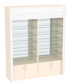 Торговая витрина двухсекционная с рольставнями ИСДВ-132, Крем Вайс