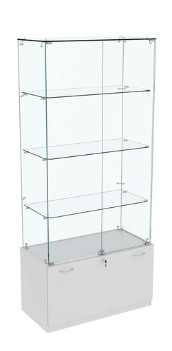 Витрина Кристалл №5 прямоугольная (задняя стенка - стекло), Серый