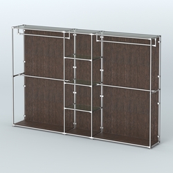 Торговая система ХРОМ (задняя стенка - ДСП) 3030 мм с прозрачными полками и поручнями №4, Дуб Венге