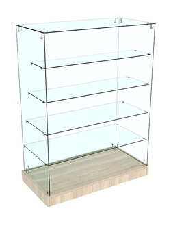 Прилавок Истра с четырьмя полками из стекла №9 (открытый), Дуб сонома