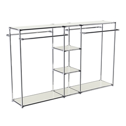 Хромированный стенд-вешало TD-49 №1-3 Хром с полками ДСП 16мм, Белый