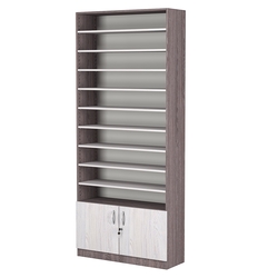 Стеллаж из ДСП с 9-ю полками 300x900 мм серии LEVEL-9 №12 (З/C - ДВП), Ясень Анкор темный + Ясень Анкор светлый