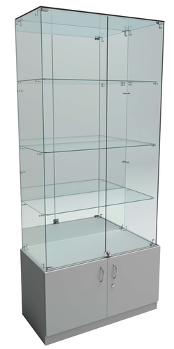 Витрина Истра №7 прямоугольная (задняя стенка - зеркало), Серый