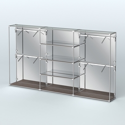 Торговая система ХРОМ (задняя стенка - зеркало) 3600 мм с зеркальными полками и поручнями №5, Дуб Венге