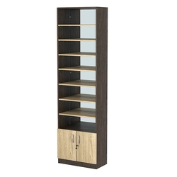 Стеллаж из ДСП с 7-ю полками 300x600 мм серии LEVEL-7 №5-1 (З/C - ЗЕРКАЛО), Дуб Венге + Дуб Сонома