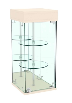 Витрина РОТАЦИЯ настольная с вращающимися полками №25-2 (задняя стенка - зеркало), Крем Вайс