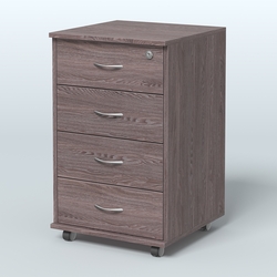 Тумба подкатная 4 ящика, цвет венге, Ясень Анкор темный