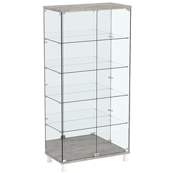 Витрина РОНДО №4-2 на ножках (задняя стенка зеркало), Бетон Чикаго светло-серый F186 ST9