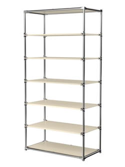Пристенный торговый стеллаж ЛАЙТ с глубокими полками ДСП №4, Крем Вайс