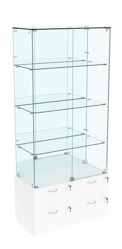 Витрина ХРУСТАЛЬ №7 прямоугольная (задняя стенка - зеркало), Белый