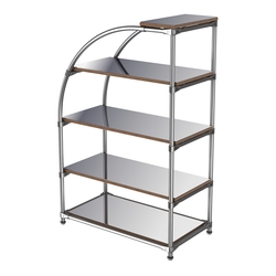 Хромированный стенд универсальный TD-06 (Т) с полками Зеркало 4мм, Орех