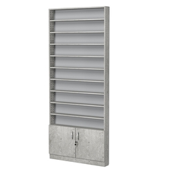 Стеллаж из ДСП с 10-ю полками 100x900 мм серии LEVEL-10 №8 (З/C - ДВП), Метрополитан Грей