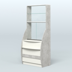 Витрина БРИЗ №5 с окном выдачи, Метрополитан Грей + Белый