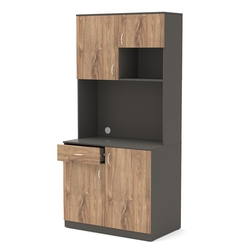 Офисная мини-кухня ПРАКТИК №4, Черный + Дуб Канзас Коричневый