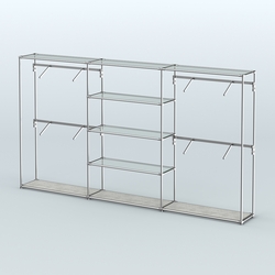 Торговая система ХРОМ без ДСП 3600 мм с прозрачными полками и поручнями №5, Метрополитан Грей