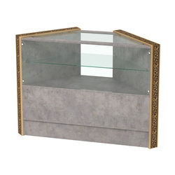 Недорогой прилавок угловой с декоративными молдингами №ПДМ-9, Бетон Чикаго светло-серый F186 ST9