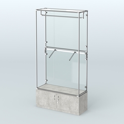 Торговая система ХРОМ (задняя стенка - стекло) 1200 мм №2-4 с тумбой Т-21 и поручнями, Метрополитан Грей