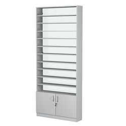 Стеллаж из ДСП с 10-ю полками 200x900 мм серии LEVEL-10 №10-1 (З/C - СТЕКЛО), Серый