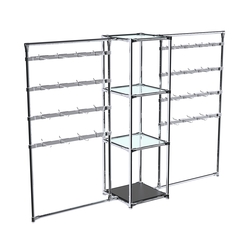 Хромированное вешало ШТАНГА №2-1 с полками стекло 6 мм, Черный