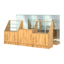 Комплект низких витрин ХП-07 и прилавков ЭК-7, Дуб Золотистый