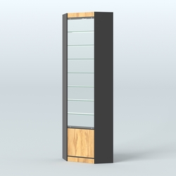 Высокая витрина серии Эконом №305А внутренний угол (без дверей), Черный и Дуб Золотистый U1148