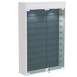 Настенная витрина с бархатом серии БАРОН №2-3А (девять полок), Серый + 11 Blue