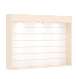 Витрина настенная №3-2В с эконом панелью и верхним фризом, Крем Вайс